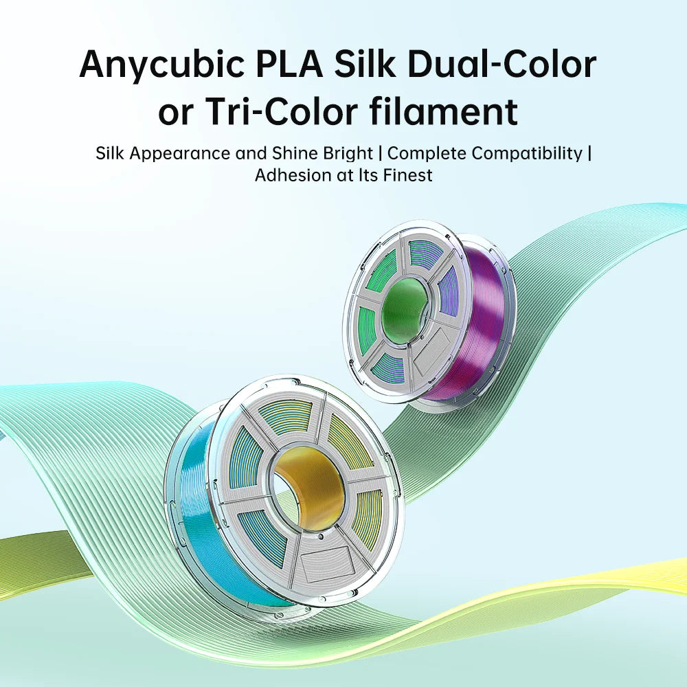 ANYCUBIC Silk PLA dvoubarevný tříbarevný 1,75 mm PLA vlákno 1 kg pro FDM 3D tiskárnu Shine Bright Vícebarevný 3D tiskový materiál