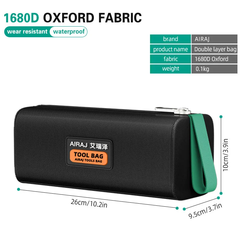 AIRAJ taška na nářadí Velkokapacitní zesílená Oxford tkanina odolná proti opotřebení Multifunkční přenosná úložná taška pro elektrikáře