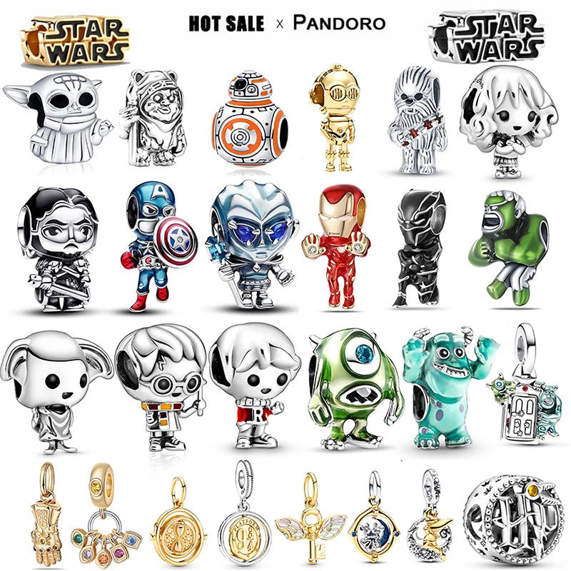 925 Silver Original Charm Beaded Přívěsek Vhodné pro Pandora náramek Planet Marvel Series Beads