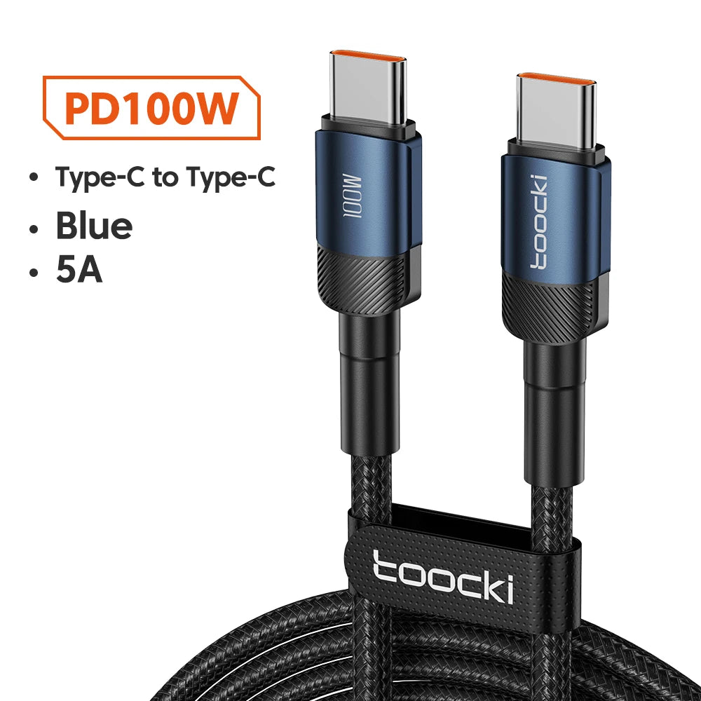 Toocki 100W kabel typu C na USB C PD 3.0 rychlé nabíjení 4.0 rychlé nabíjení typu C na typ C pro iPhone 15 Macbook Samsung Xiaomi