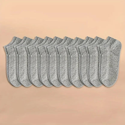 10 párů Dámské/Mužské lodní ponožky Neviditelné Silikonové Nízký střih Neklouzavé Léto No-Show Kotníkové ponožky Jednobarevné Ležérní Prodyšné
