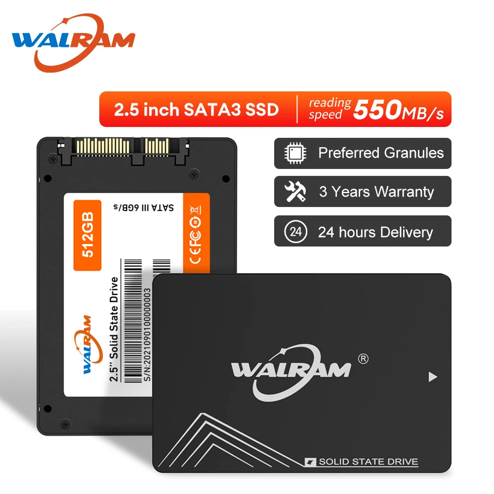 WALRAM Sata3 SSD 1TB 2,5" Interní pevný disk Disk 128GB 256GB 512GB HDD Pevný disk SSD pro stolní notebook