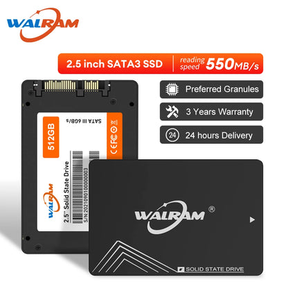 WALRAM Sata3 SSD 1TB 2,5" Interní pevný disk Disk 128GB 256GB 512GB HDD Pevný disk SSD pro stolní notebook