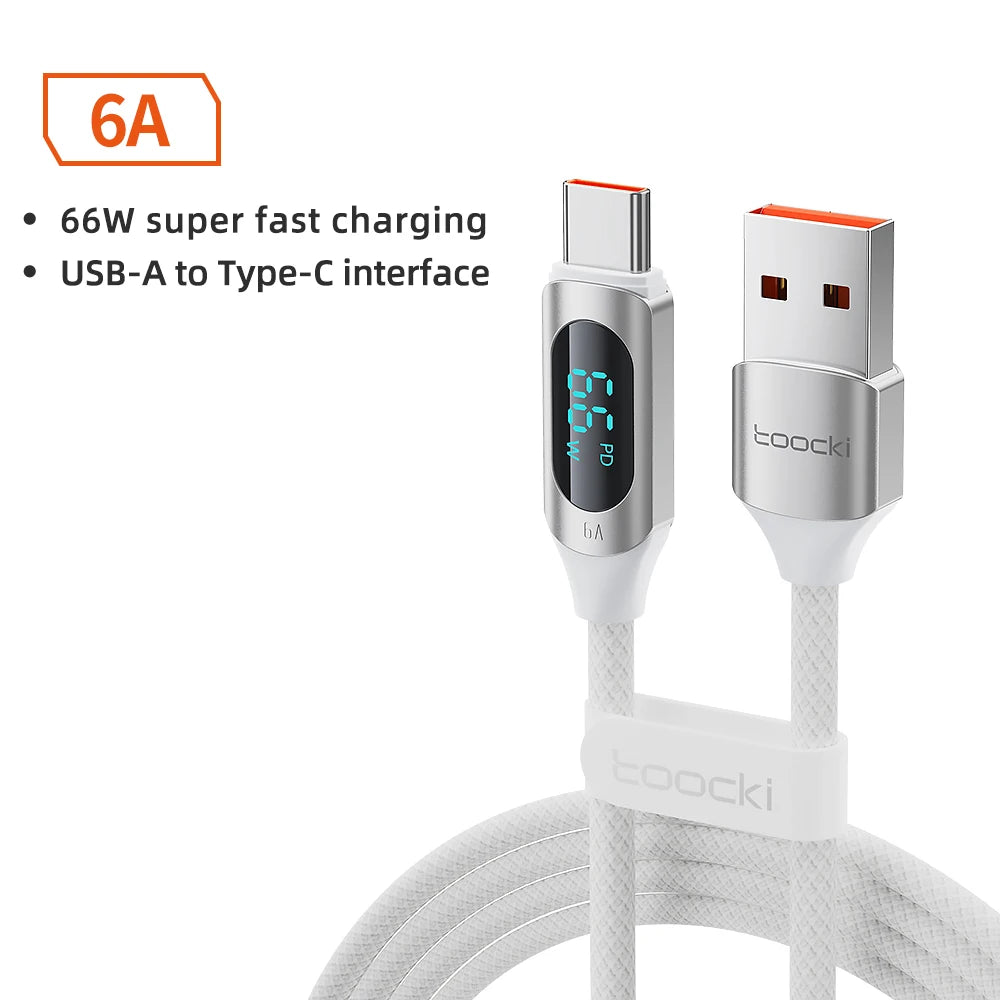 Kabel Toocki Type C to Type C 100W PD rychlonabíjecí nabíječka USB C to USB C Display kabel pro Xiaomi POCO F3 Realme Macbook iPad