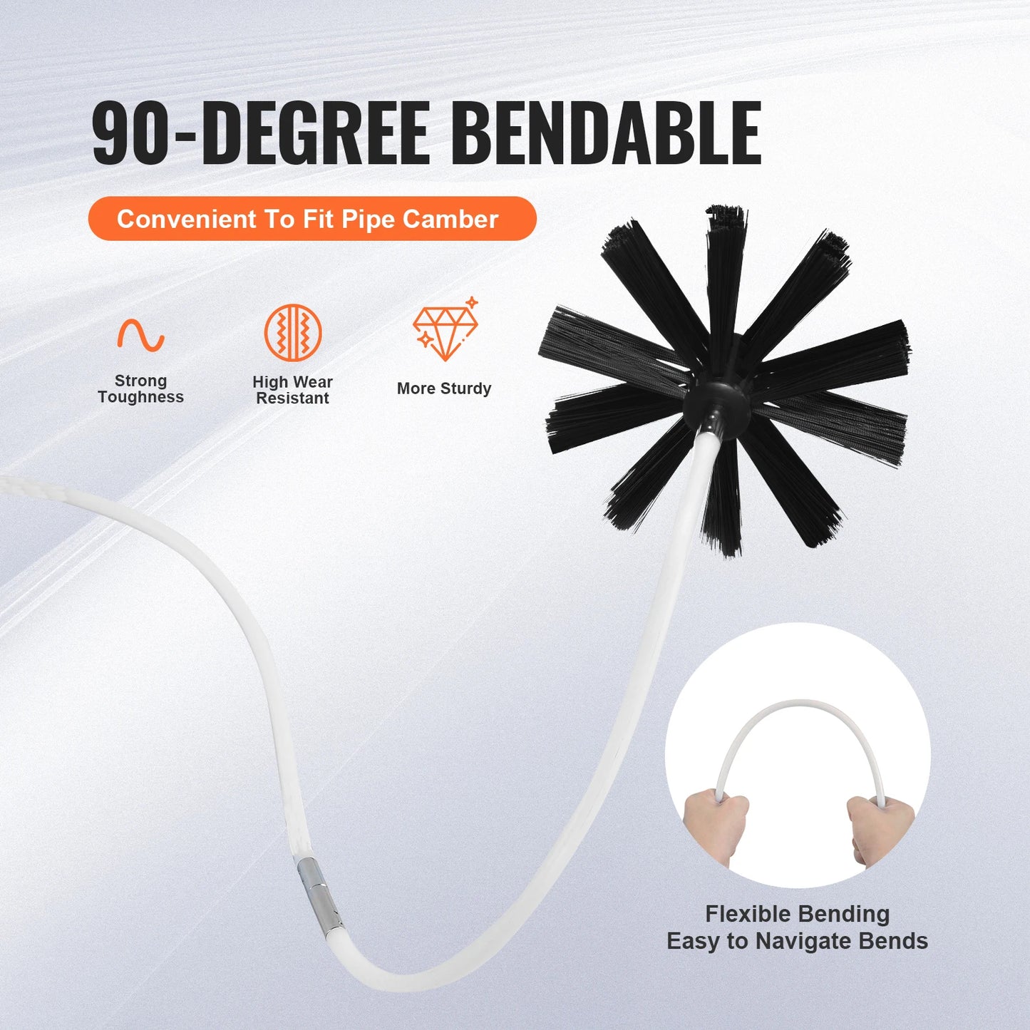 Sada na čištění větracích otvorů sušičky VEVOR Flexibilní kartáč na zachycení vláken Vyztužený nylonový kanálek ​​Čisticí nástroje na čištění sušičky Vent Brush Sada na čištění sušičky