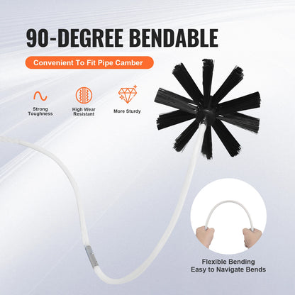 Sada na čištění větracích otvorů sušičky VEVOR Flexibilní kartáč na zachycení vláken Vyztužený nylonový kanálek ​​Čisticí nástroje na čištění sušičky Vent Brush Sada na čištění sušičky