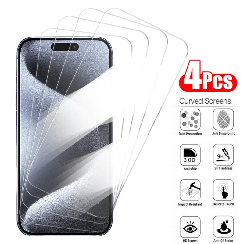 4PCS Tempered Glass pro iPhone 15 Pro Max 15Pro 14 11 XR Fall Prevention Full Cover Screen Protector pro iPhone 15ProMax
