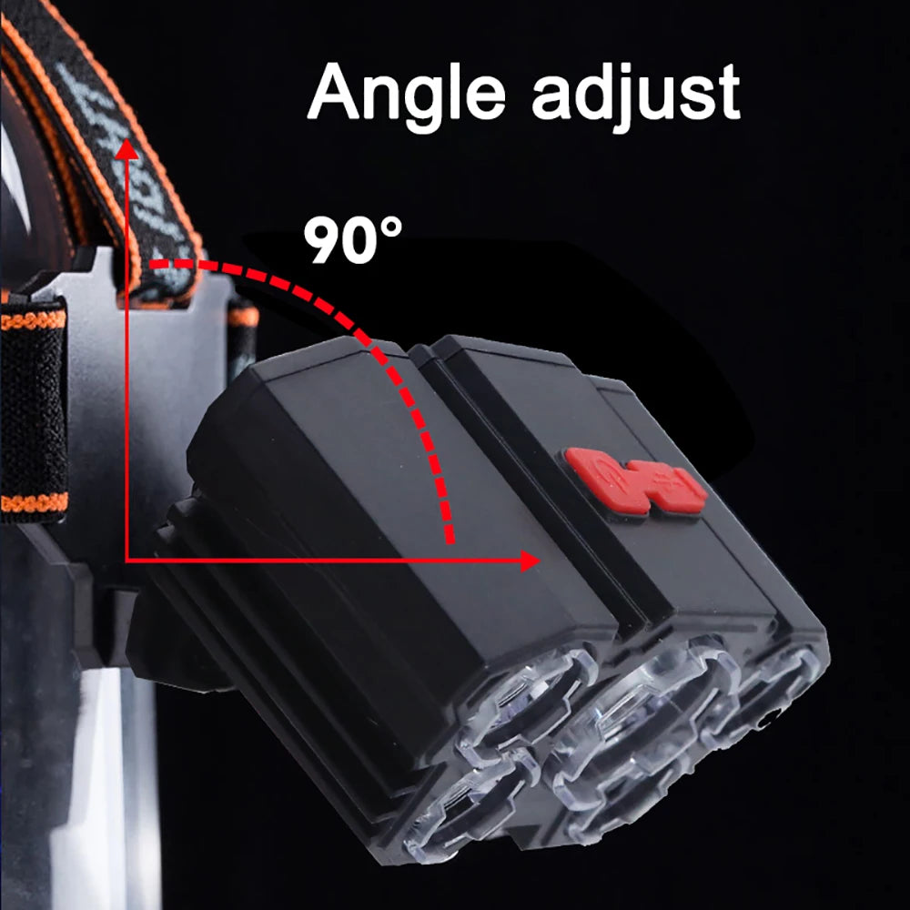 5 LED čelovka dobíjecí s vestavěnou baterií Silné světlo čelovka Camping Adventure Fishing Head Light baterka