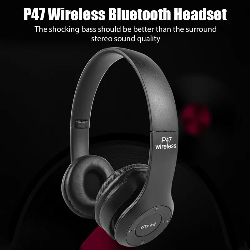 P47 Bezdrátová bluetooth sluchátka s mikrofonem s funkcí potlačení hluku Náhlavní soupravy Stereo zvuk Sluchátka Sportovní herní sluchátka Podporuje PC
