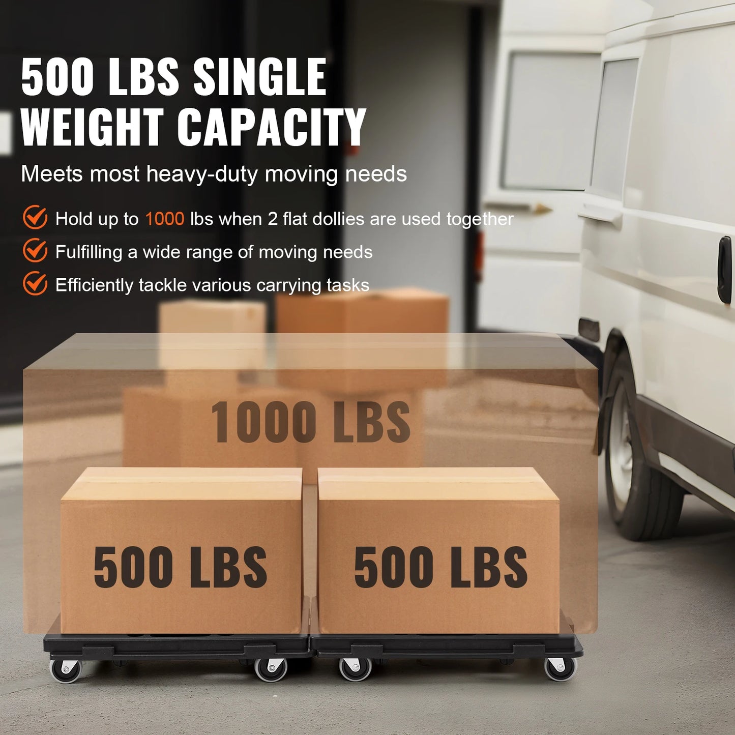 VEVOR Vozík na přemisťování nábytku po 2 kusech 500 lb každý počet se 4 kolečky Malý plochý vozík pro průmyslové stroje
