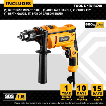 Profesionální příklepová vrtačka DEKO 220V, 2 funkce Vrtačka Šroubovák Elektrické nářadí Elektrické nářadí (řada DKID)