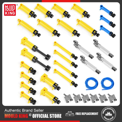 Pneumatické sady Mold King Strojírenské pneumatické válce MOC Vzduchové čerpadlo Píst Tlačné tyče, Vhodné pro Cihly Hračky Celkem 35KS