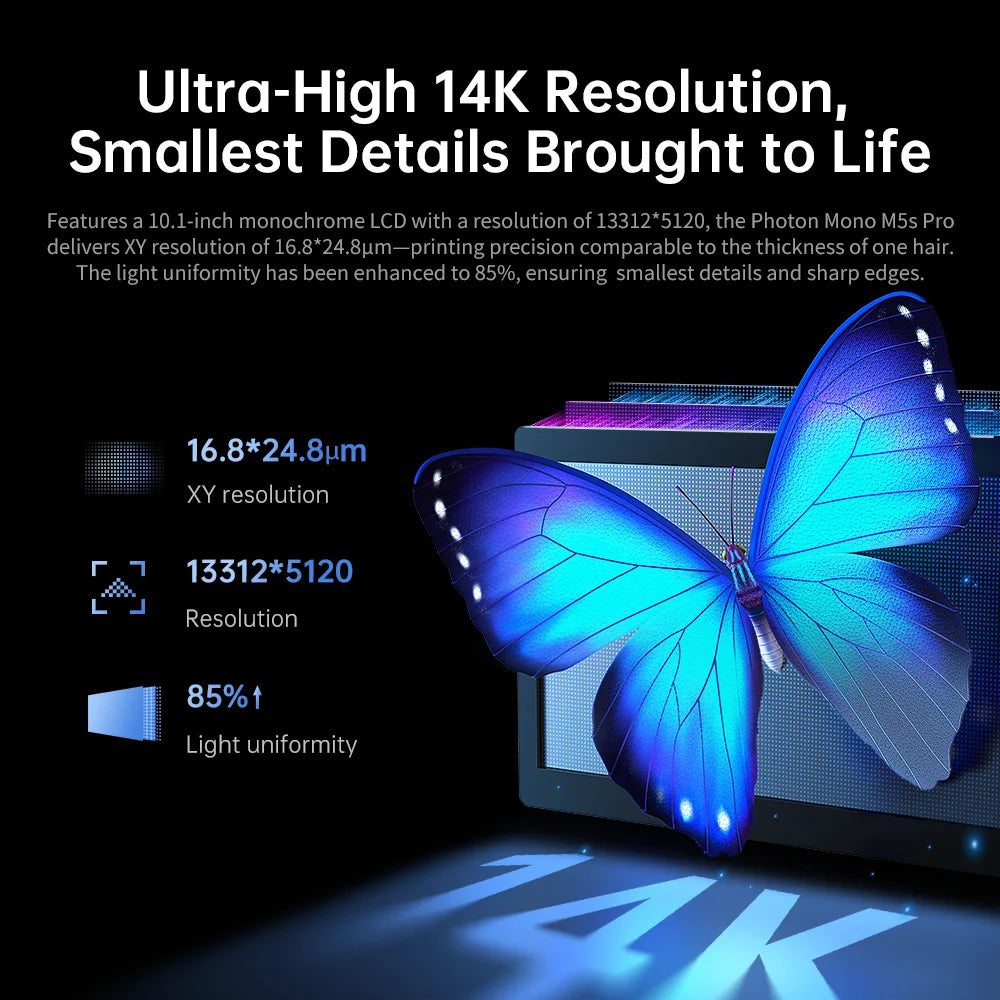 ANYCUBIC Photon Mono M5s Pro 14K Mono MSLA 3D tiskárna 10,1'' LCD Resin 3D rychlost tiskárny Až 150 mm/h Velikost tisku 223*127*200mm