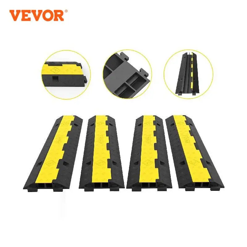 VEVOR Cable Protector Rampa 4 sady 2 kanály Speed ​​Bump Hump Gumový modulární Speed ​​Bump Jmenovitý 11000 LBS Chránič nosnosti