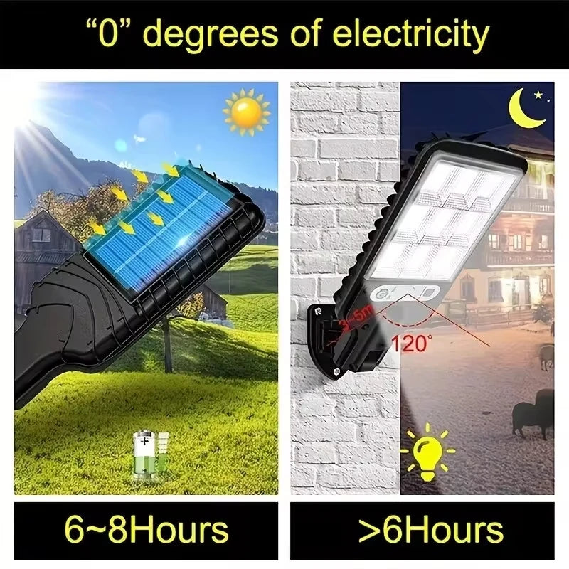 4/6/8ks 108 COB senzor Street 3 světelné režimy Venkovní voděodolné bezpečnostní solární lampy pro dálkové ovládání zahradní terasy