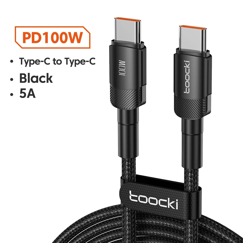 Toocki 100W kabel typu C na USB C PD 3.0 rychlé nabíjení 4.0 rychlé nabíjení typu C na typ C pro iPhone 15 Macbook Samsung Xiaomi