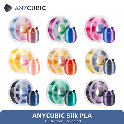 ANYCUBIC Silk PLA dvoubarevný tříbarevný 1,75 mm PLA vlákno 1 kg pro FDM 3D tiskárnu Shine Bright Vícebarevný 3D tiskový materiál