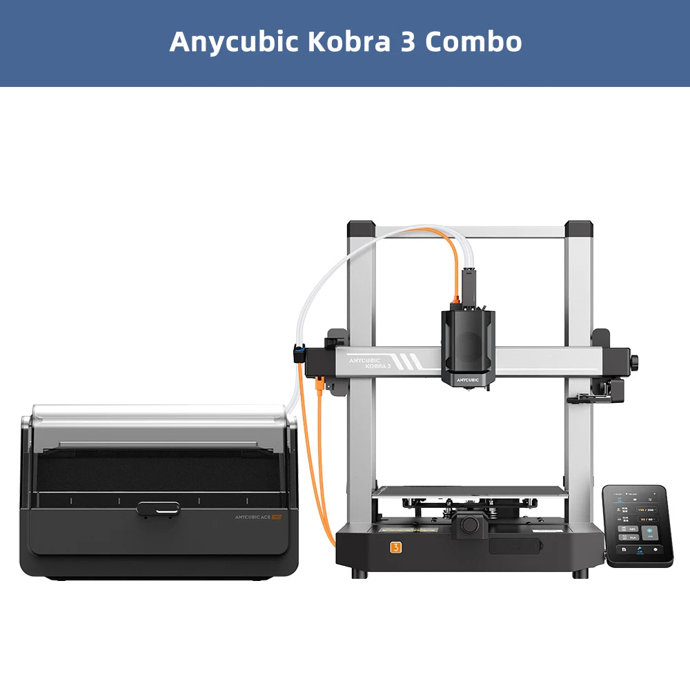 ANYCUBIC Kobra 3 kombinovaná vícebarevná 3D tiskárna FDM s maximální rychlostí tisku 600 mm/s Velikost sestavení 250 x 250 x 260 mm Tisk ve 4 až 8 barvách