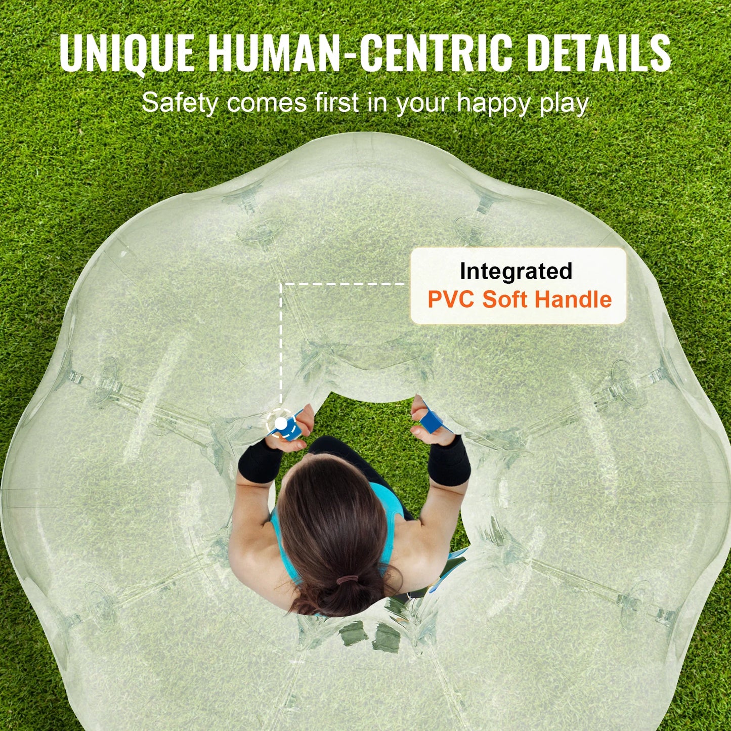 VEVOR 2-balení nafukovacích nárazníkových míčů 4FT/1,2M tělo Zorb Ball Aults Dětské Bubble Fotbalové míče PVC nafukovací hračka pro dospívající a dospělé