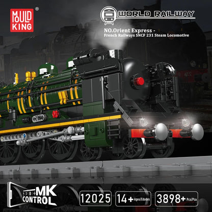 Mold King 12025 technický stavební blok RC motorových francouzských drah SNCF 231 parní lokomotiva vlak model hračky dárek pro děti