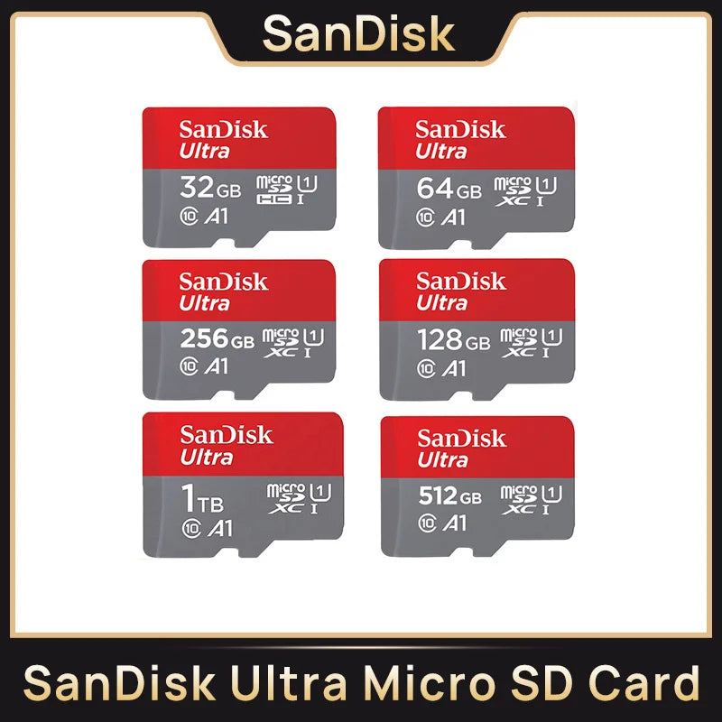 Paměťová karta SanDisk Ultra A1 Micro SD V10 C10 U1 32GB 64G 128G 256G 512G 1TB TF Flash karta pro telefon s fotoaparátem Nintendo Switch