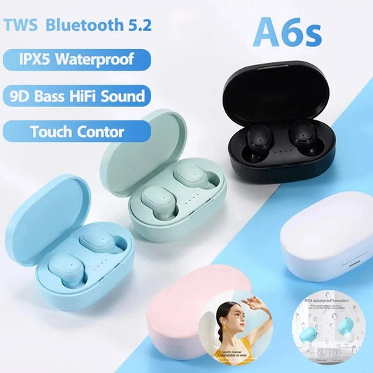 A6S TWS Headset Bezdrátová sluchátka Bluetooth sluchátka Sportovní stereofonní sluchátka Bluetooth sluchátka pro Xiaomi Huawei