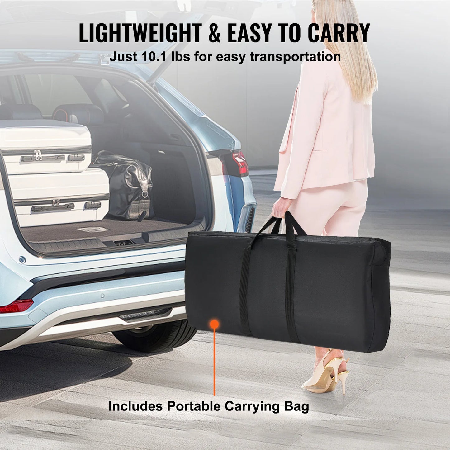 VEVOR Skládací přenosný barový stůl Pódiový stůl na veletrhu pro výstavu večírků a pikniků Včetně přepravního kufříku, úložné police a sukně