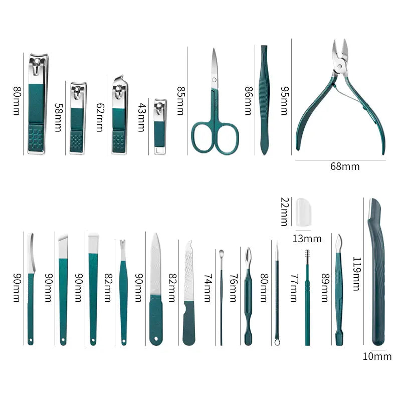 7/10/12/18 ks Sada na manikúru Nerezová kleštička na nehty Kleštičky na nehty Zastřihovač obočí Nůžky Pinzeta Ušní lžička Obličej
