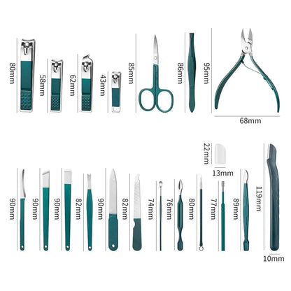 7/10/12/18 ks Sada na manikúru Nerezová kleštička na nehty Kleštičky na nehty Zastřihovač obočí Nůžky Pinzeta Ušní lžička Obličej