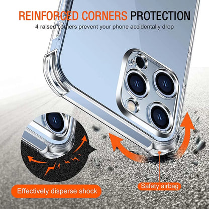 1,5 mm tlusté průhledné pouzdro na telefon Air-Bag pro iPhone 11 12 13 14 15 Pro Max SE 2020 7 8 Plus 13 Mini silný silikonový kryt odolný proti nárazům