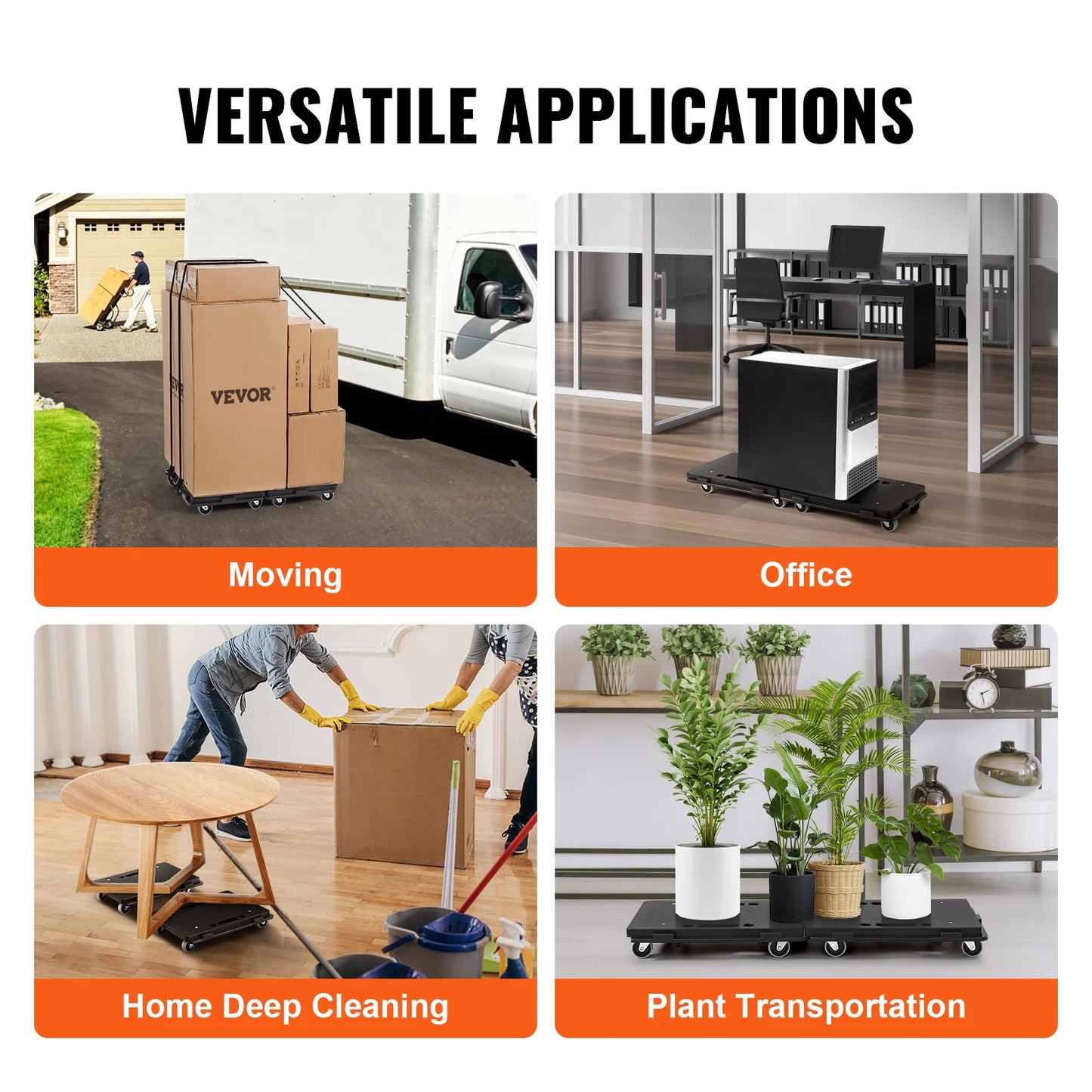 VEVOR Vozík na přemisťování nábytku po 2 kusech 500 lb každý počet se 4 kolečky Malý plochý vozík pro průmyslové stroje