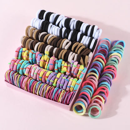 250/300ks Dívčí barevné gumičky do vlasů Sada Nylonová elastická gumička Dětský držák na culík Scrunchies Dětské vlasové doplňky