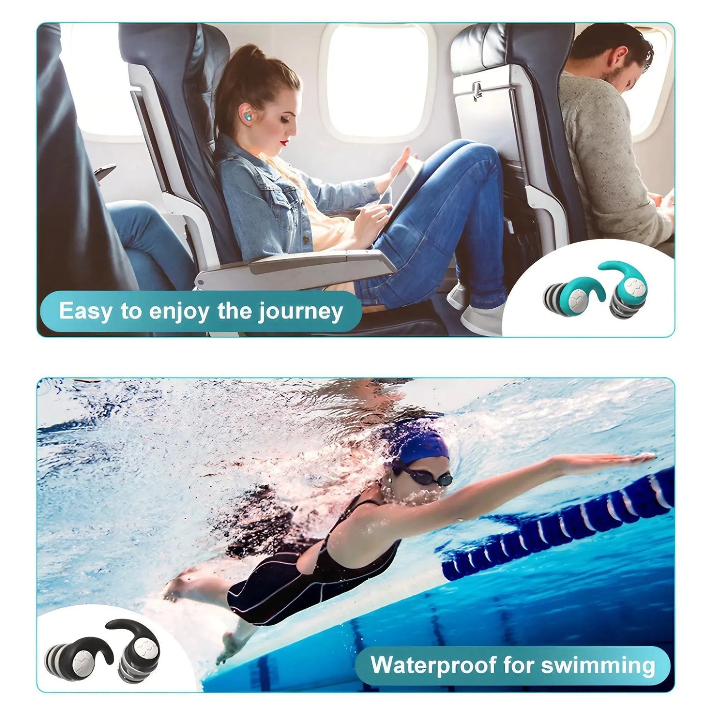 1 pár měkkých silikonových špuntů do uší – potlačení hluku, voděodolné, pohodlné, pro spánek, plavání, vytvoření tichého prostředí