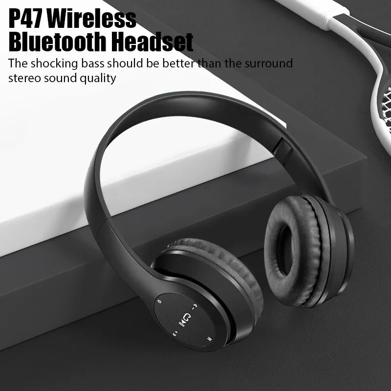 P47 Bezdrátová bluetooth sluchátka s mikrofonem s funkcí potlačení hluku Náhlavní soupravy Stereo zvuk Sluchátka Sportovní herní sluchátka Podporuje PC