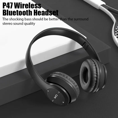 P47 Bezdrátová bluetooth sluchátka s mikrofonem s funkcí potlačení hluku Náhlavní soupravy Stereo zvuk Sluchátka Sportovní herní sluchátka Podporuje PC