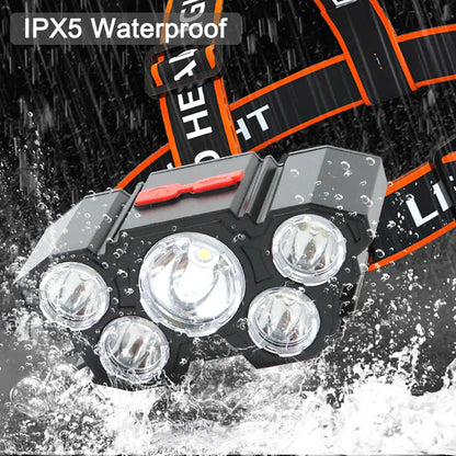 5 LED čelovka dobíjecí s vestavěnou baterií Silné světlo čelovka Camping Adventure Fishing Head Light baterka