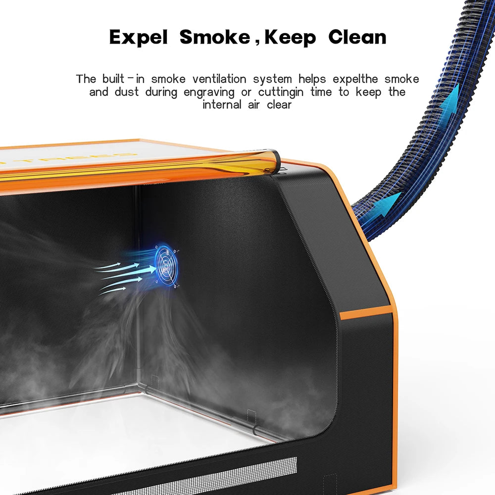 Skříň laserového rytce Twotrees Ohnivzdorný a prachotěsný ochranný kryt 780 x 720 x 460 mm s výfukovým ventilátorem a upevněním na potrubí