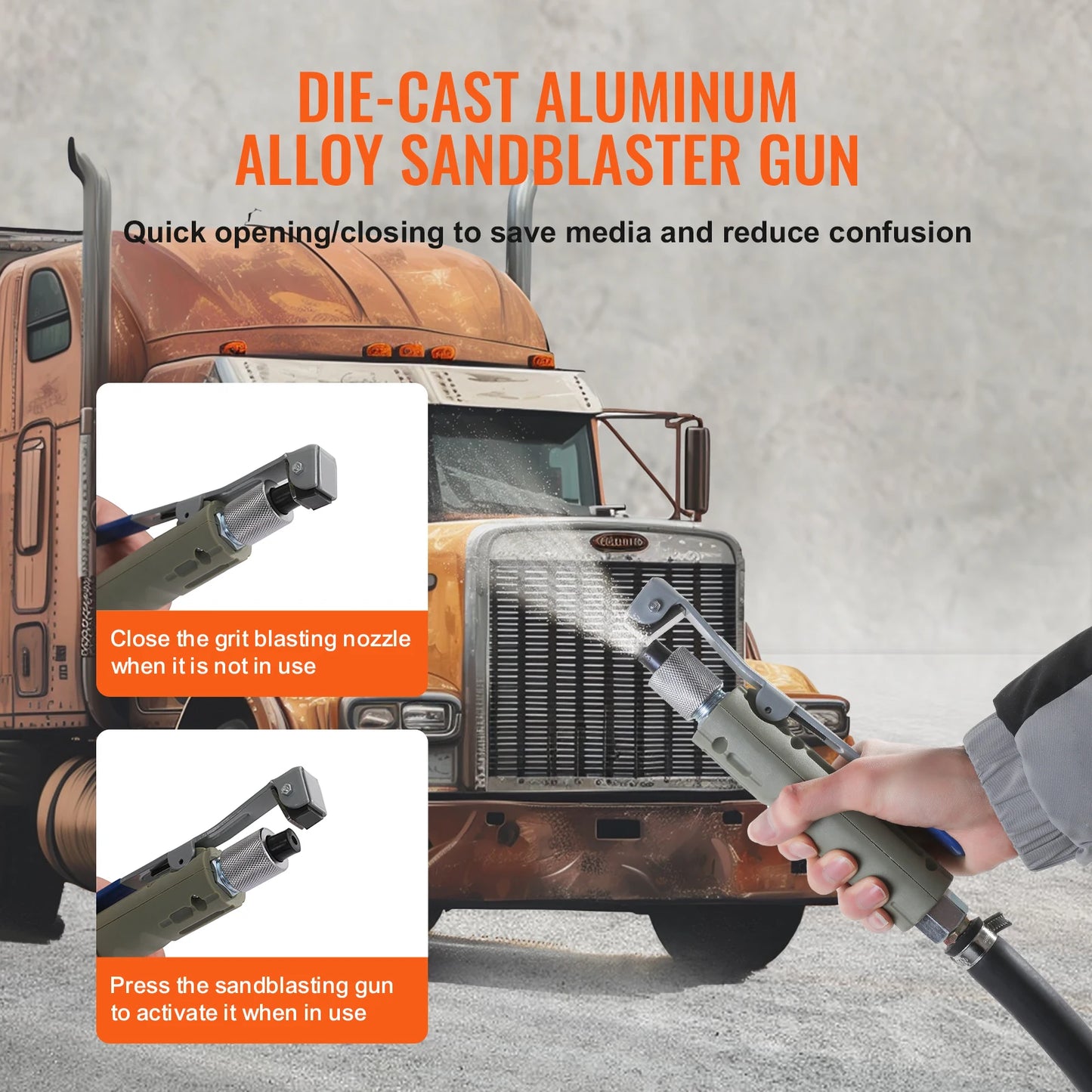 Sada přenosných vzduchových pískovačů VEVOR 5/10/20 galonů 60-110 PSI se separátorem oleje a vody pro odstraňování rzi