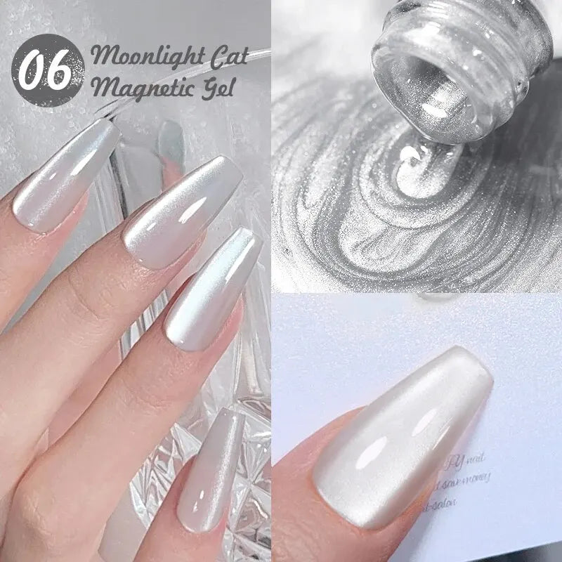BORN PRETTY 2ks 10ml Moonlight Cat Magnetický gelový lak s magnetickou tyčinkou Růžová Stříbrná Snowlight Glitter Effect Reflexní namáčení