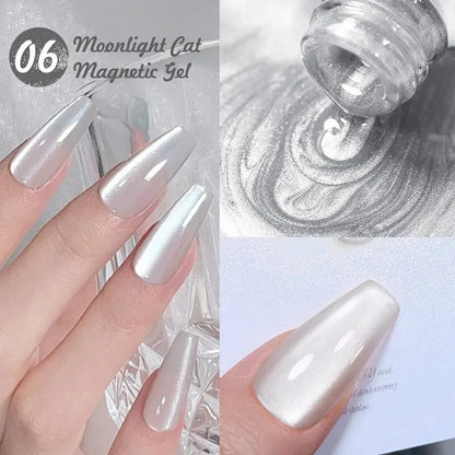 BORN PRETTY 2ks 10ml Moonlight Cat Magnetický gelový lak s magnetickou tyčinkou Růžová Stříbrná Snowlight Glitter Effect Reflexní namáčení