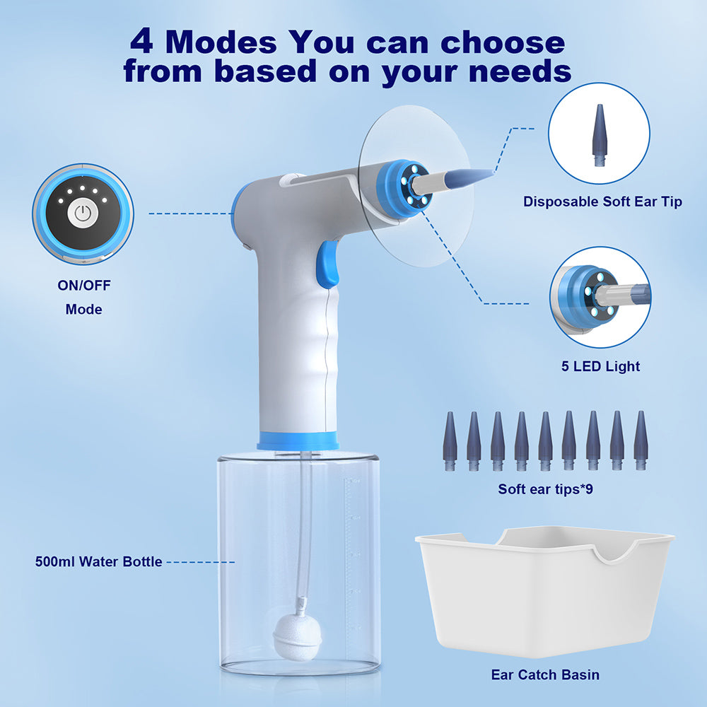 SUNUO W30 Smart Invisible Washing Ear Machine, 500ml Water Bottle, 4 Modes, 2000mAh Battery, 360-degree Irrigating