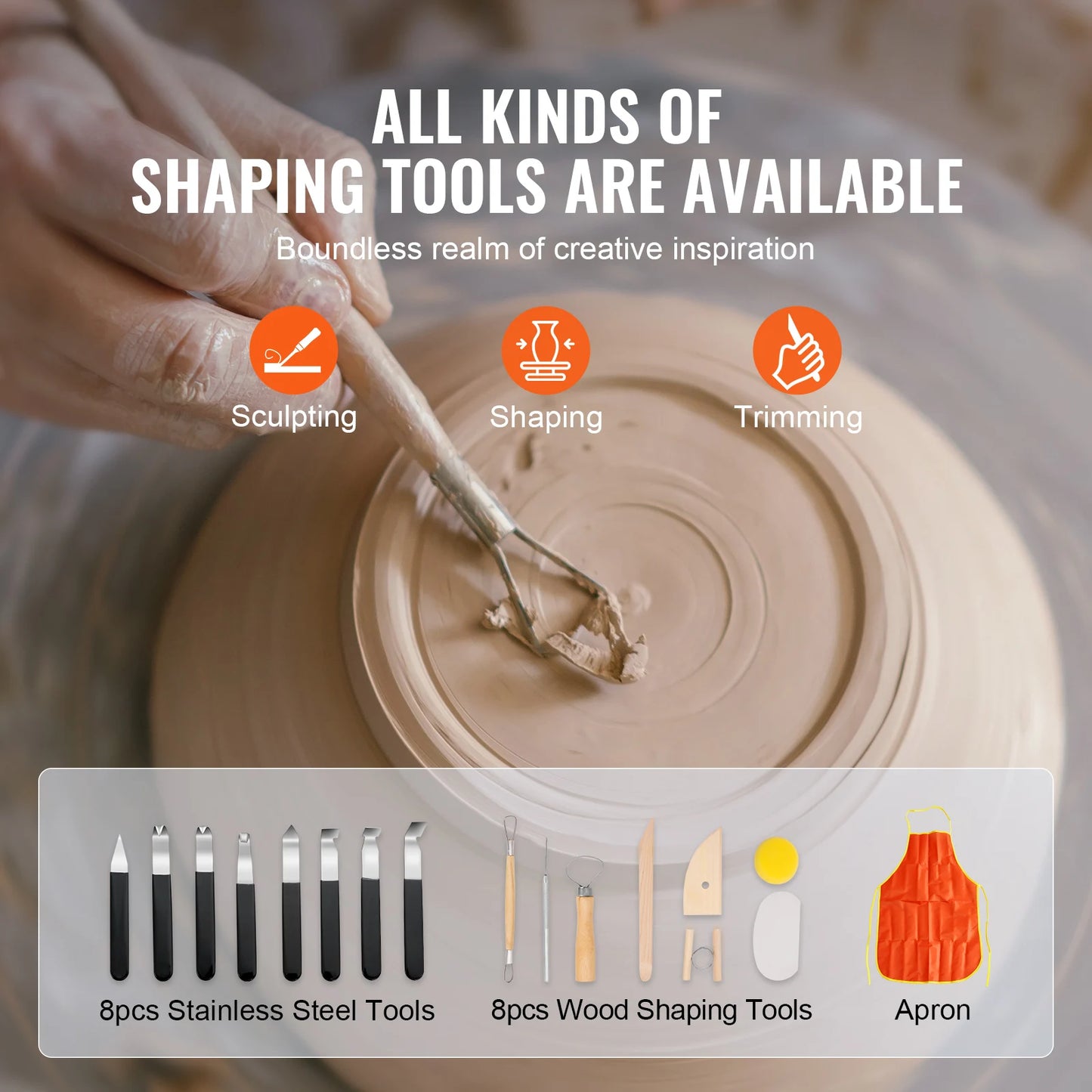 Keramický tvarovací stroj VEVOR s 11palcovým keramickým kotoučem s nastavitelnou rychlostí 60-300 ot./min., ovládání nožního pedálu a rukojeť ABS Odnímatelné umyvadlo