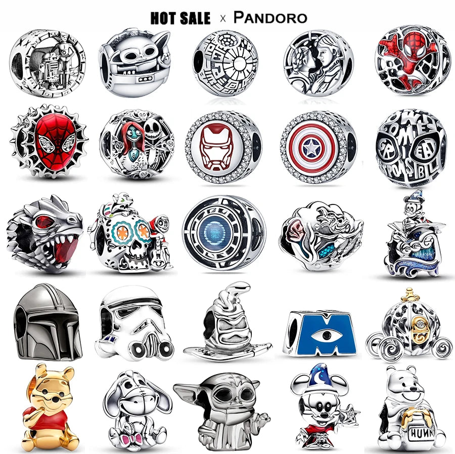 925 Silver Original Charm Beaded Přívěsek Vhodné pro Pandora náramek Planet Marvel Series Beads