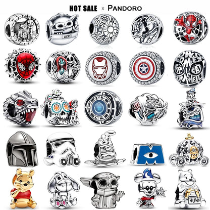 925 Silver Original Charm Beaded Přívěsek Vhodné pro Pandora náramek Planet Marvel Series Beads