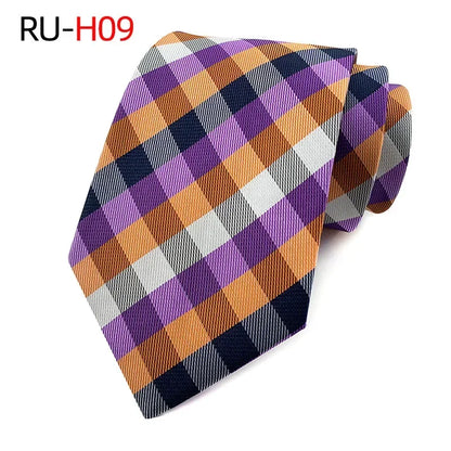 8cm žakárová tkaná kravata pro muže Klasické kostkované kravaty na svatební oblek Gravatas Para Homens Příslušenství