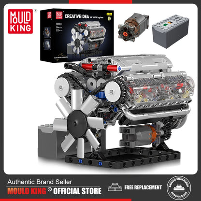 Mold King 10088 technický stavební blok auta MOC motorizovaný motor V8 sestava modelu auta část cihla hračky pro děti vánoční dárek