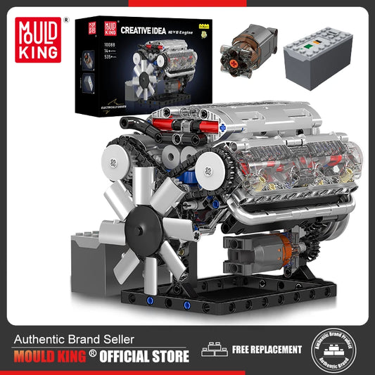 Mold King 10088 technický stavební blok auta MOC motorizovaný motor V8 sestava modelu auta část cihla hračky pro děti vánoční dárek