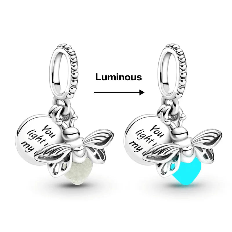 Hot Sale Night Glow Firefly Charm korálky pro Pandora 925 originální náramek ženy 925 stříbrný přívěsek korálek DIY šperků dárek