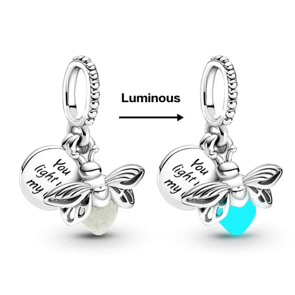 Hot Sale Night Glow Firefly Charm korálky pro Pandora 925 originální náramek ženy 925 stříbrný přívěsek korálek DIY šperků dárek