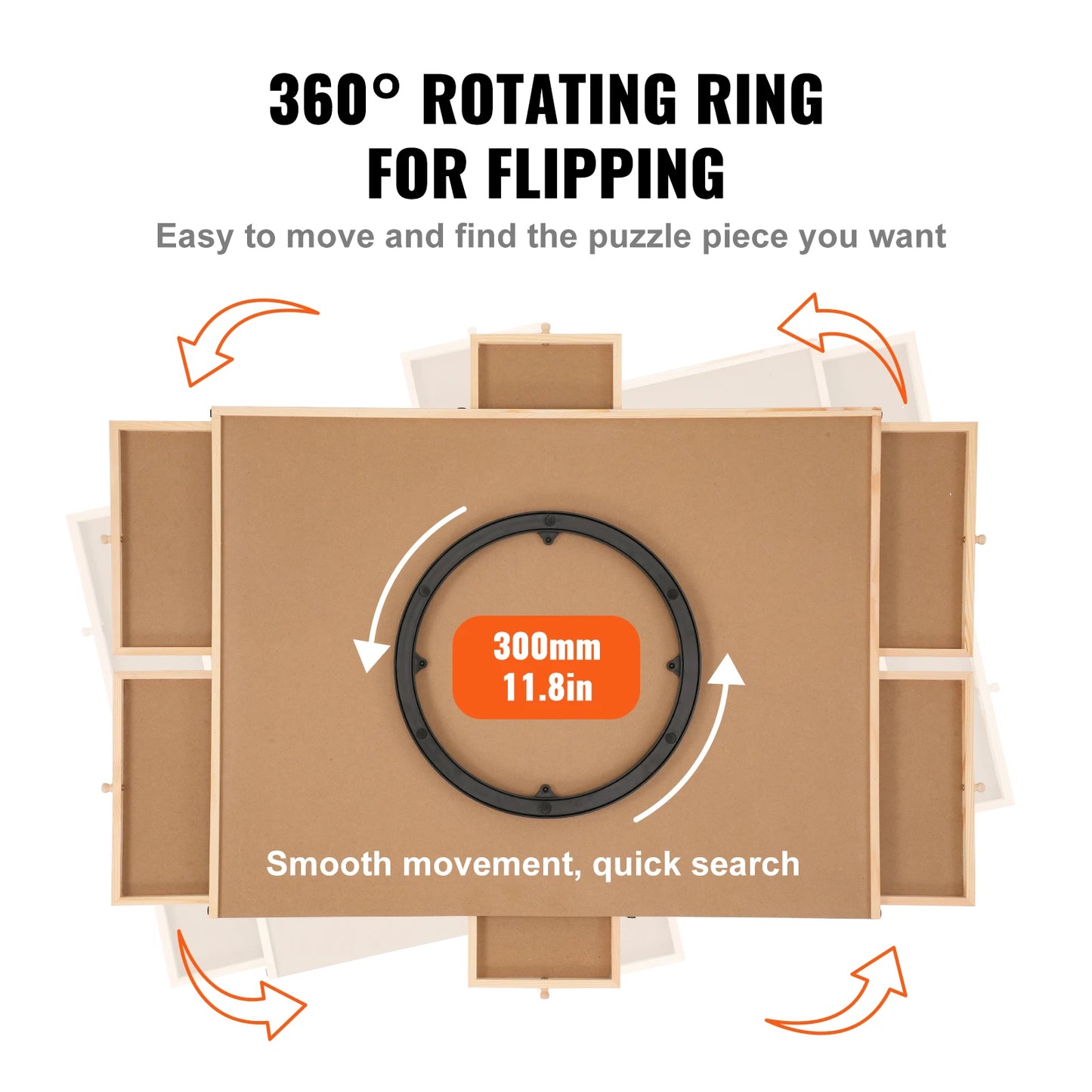 VEVOR 1000dílná deska na puzzle 23" x 22" dřevěný stůl na puzzle s kryty a 6 úložnými zásuvkami pro dospělé a děti